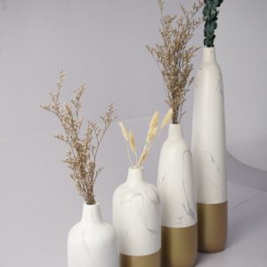 Natural Stoneware Vases 4Set (White - Gold)