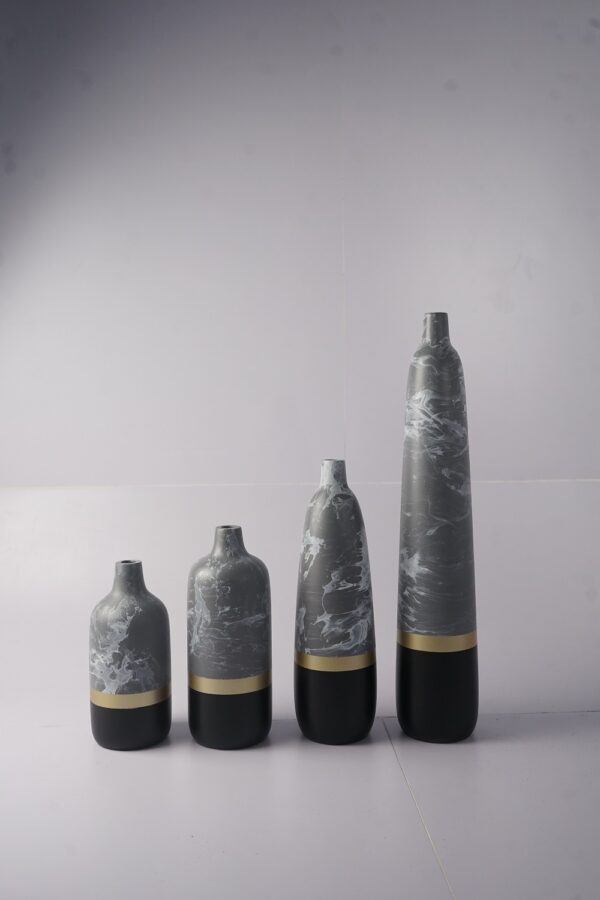 Half-Dipped Stoneware Vases 4set (Black-Gold)