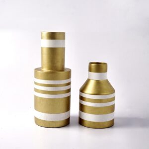 Bessette Striped Vase (Gold-White)