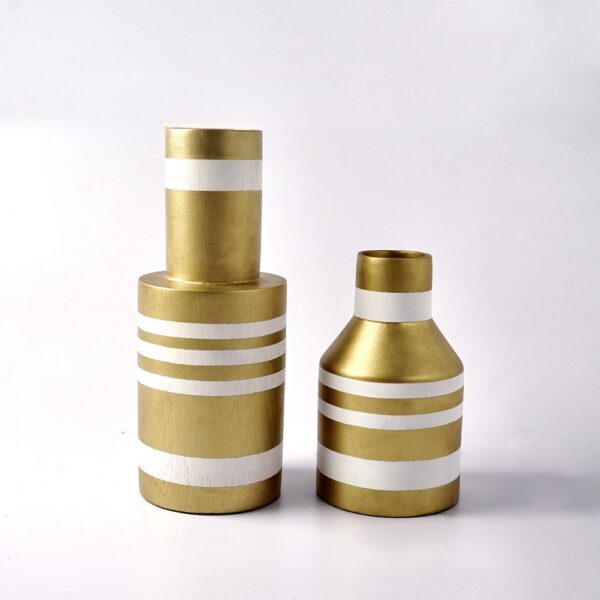 Bessette Striped Vase (Gold-White)