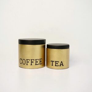 Coffee - Tea Stoneware Canister (Gold-Black)
