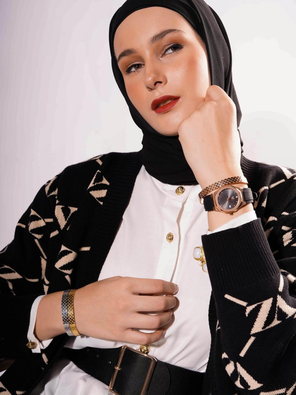 VZ Monogram Bangle - Silver