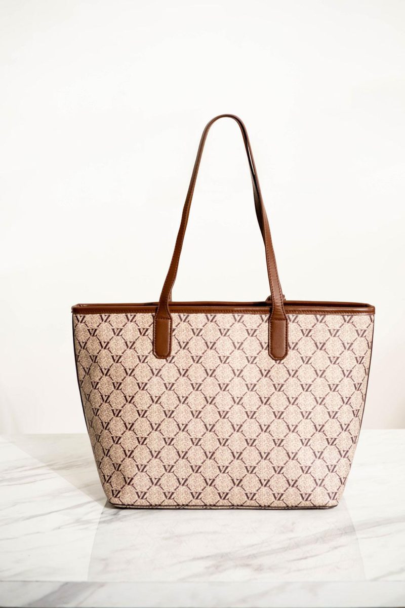 VZ Tote Bag - Monogram Printed Leather Apricot - Image 2