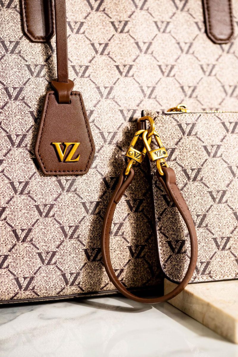 VZ Tote Bag - Monogram Printed Leather Apricot - Image 3