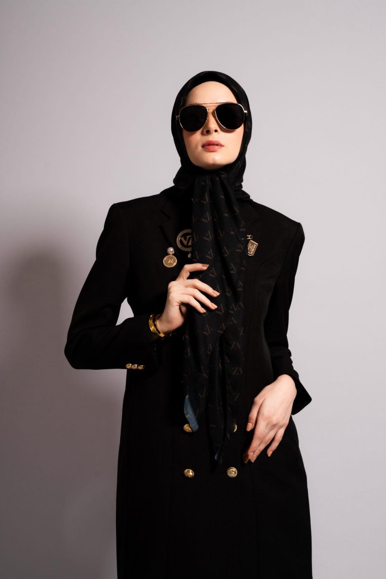 Monogram Voal Scarf Black Ombre