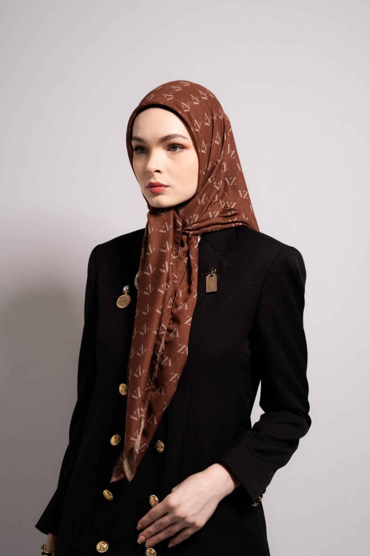 Monogram Voal Scarf Gold Brown