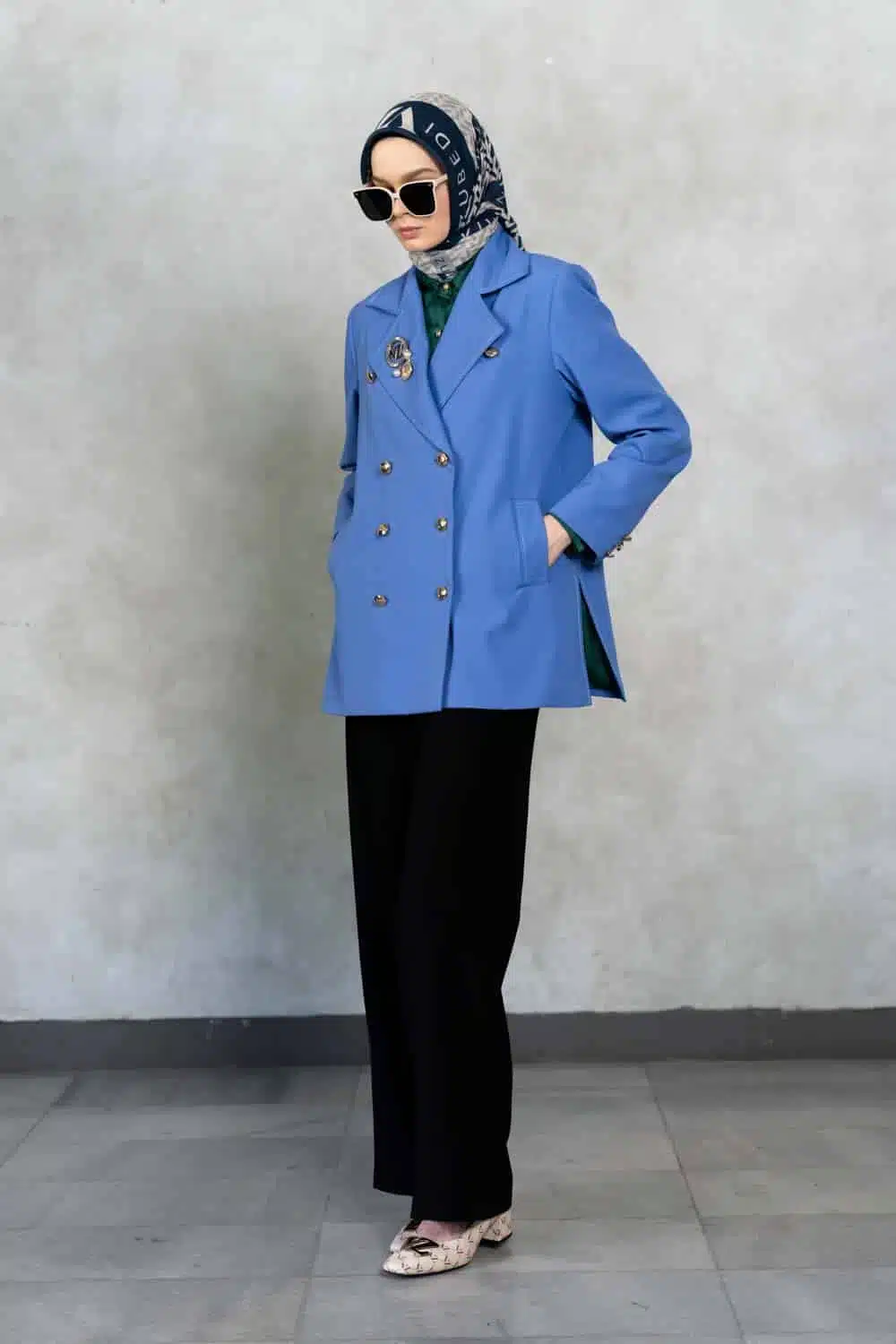 Monogram Basic Blazer Blue Denim - Image 7
