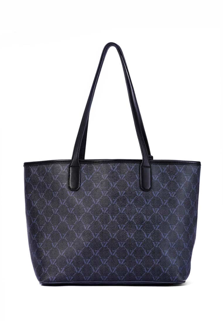 VZ Tote Bag - Monogram Printed Leather Dark Navy