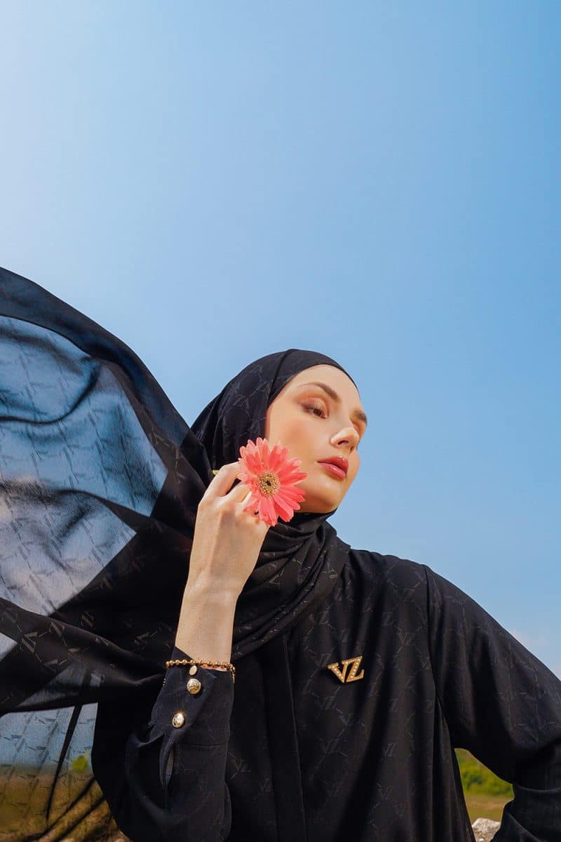 VZ Signature Embossed Pashmina - Black