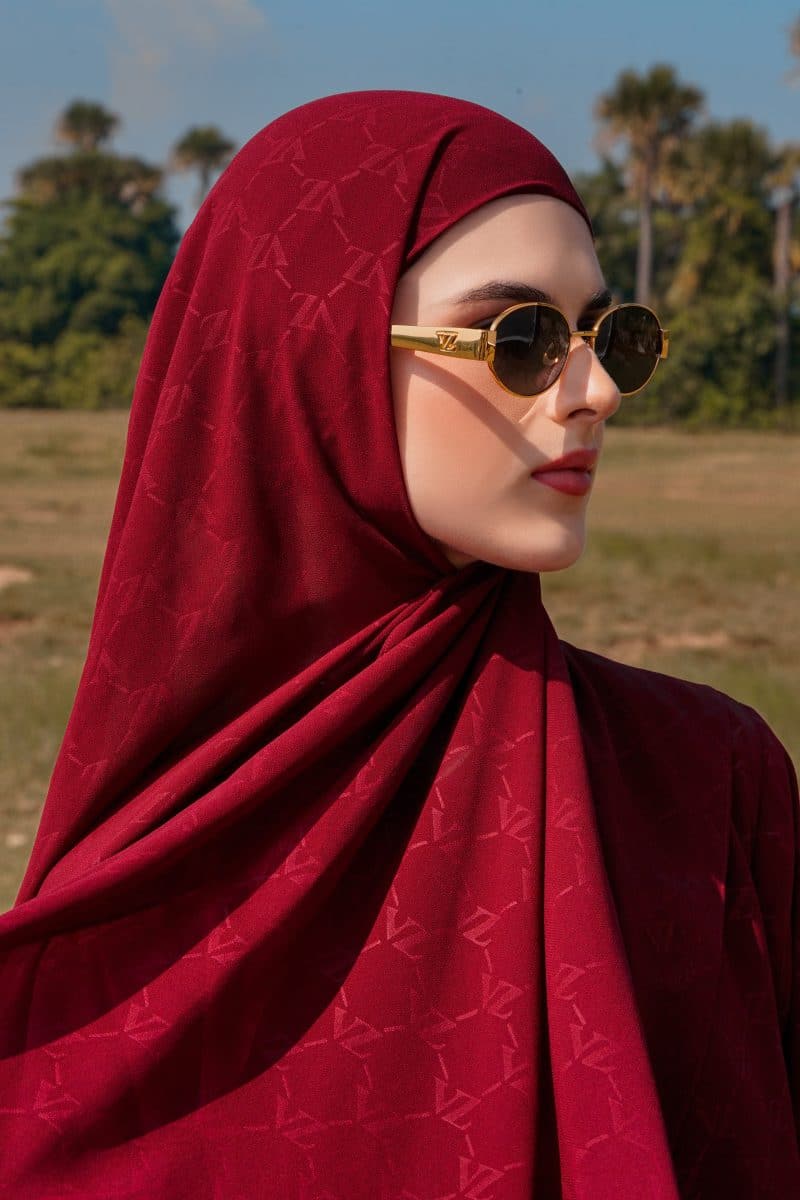 VZ Signature Embossed Pashmina - Burgundy - Image 2