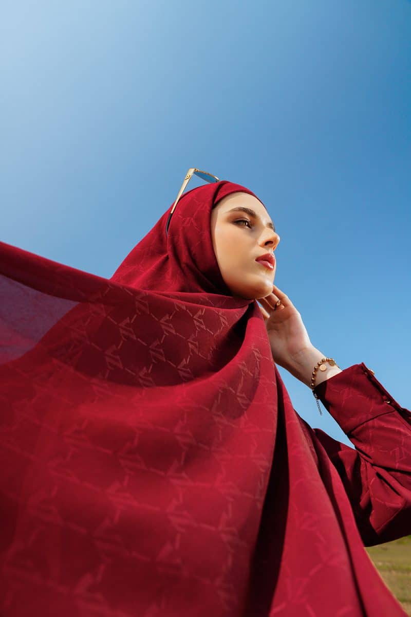 VZ Signature Embossed Pashmina - Burgundy