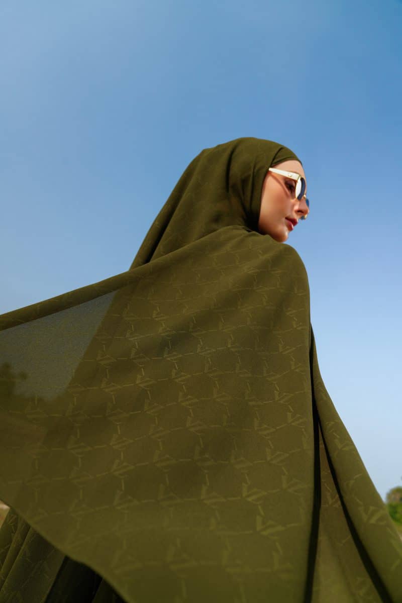 VZ Signature Embossed Pashmina - Olive Branch - Image 2