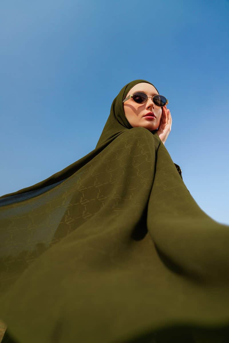 VZ Signature Embossed Pashmina - Olive Branch - Image 3