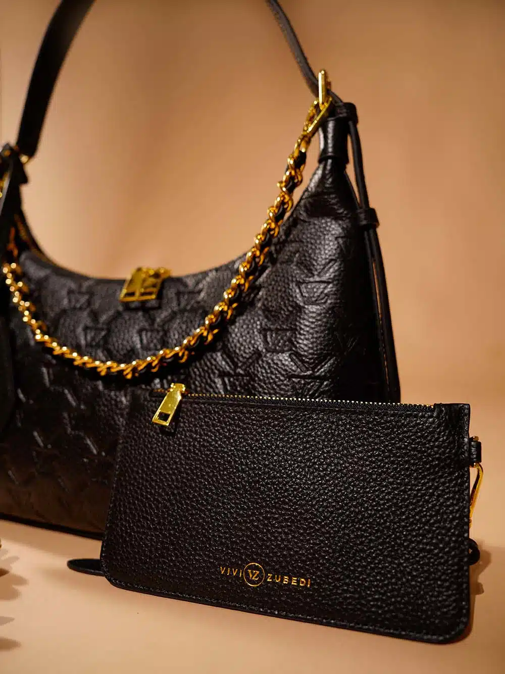 VZ Shoulder Bag - Monogram Embossed - Black - Image 2