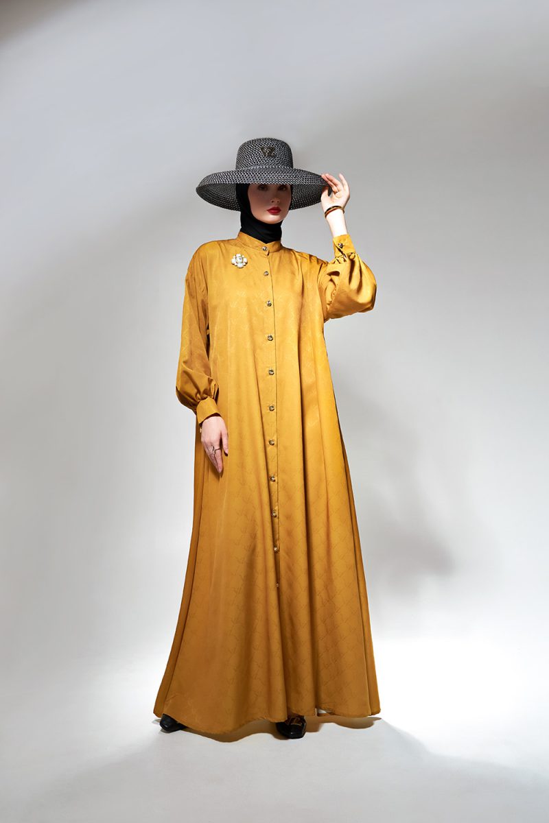 VZ Classic Embossed Dress - Dark Mustard