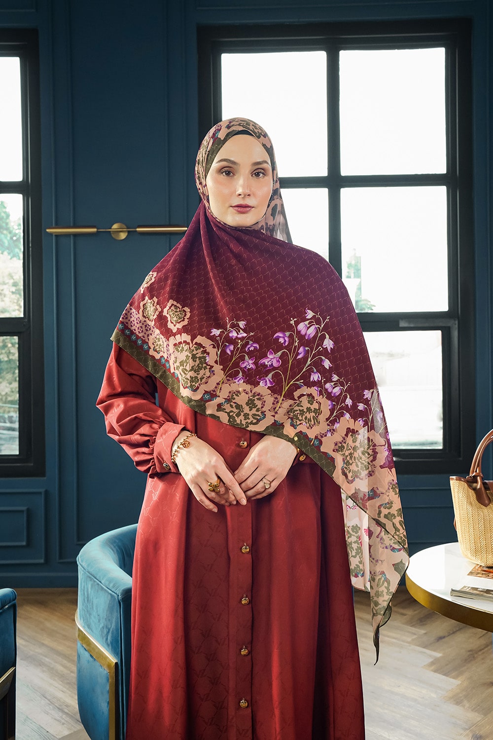 VZ Fiori Pashmina - Maroon