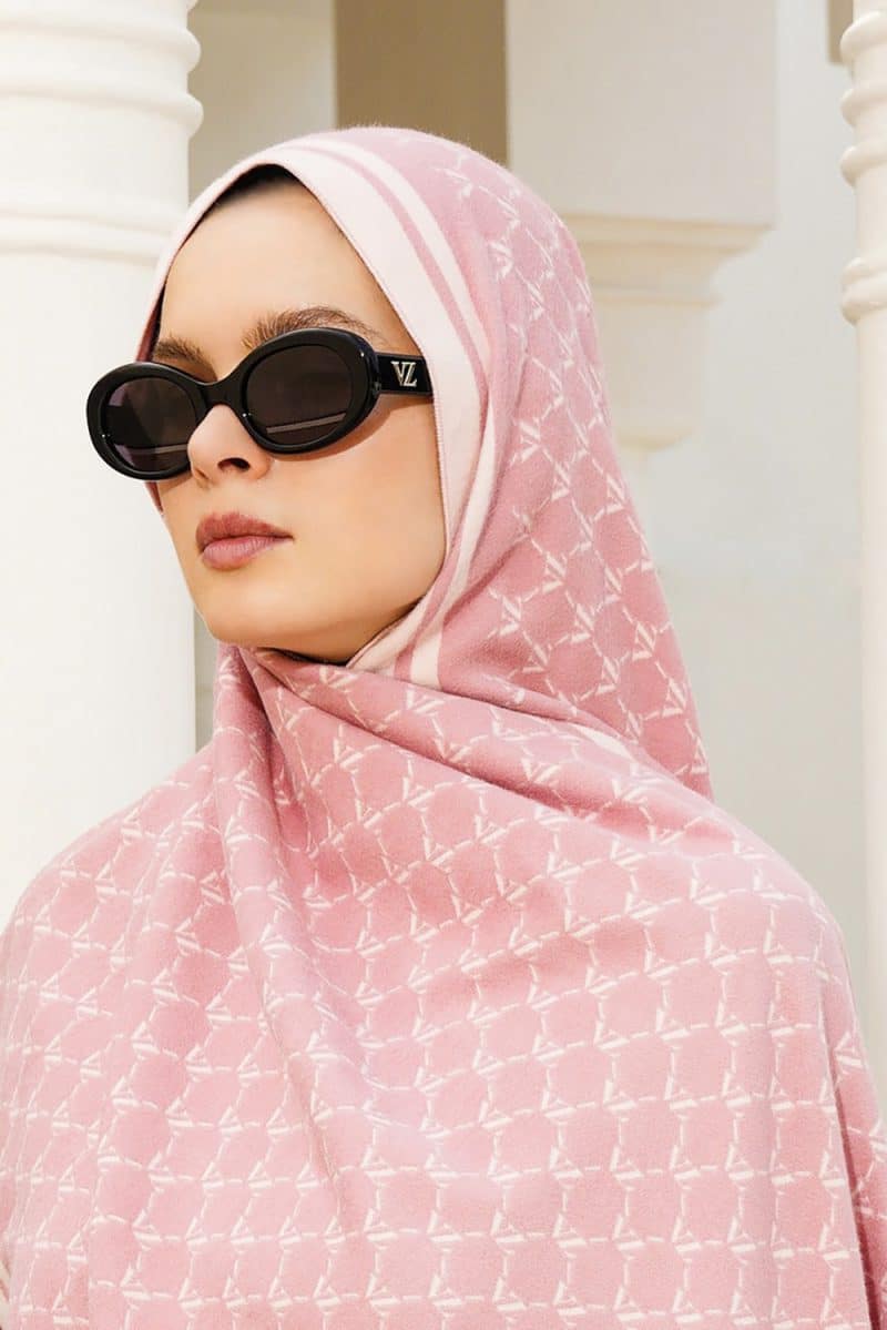VZ Monogram Long Shawl - Pink Blush - Image 3