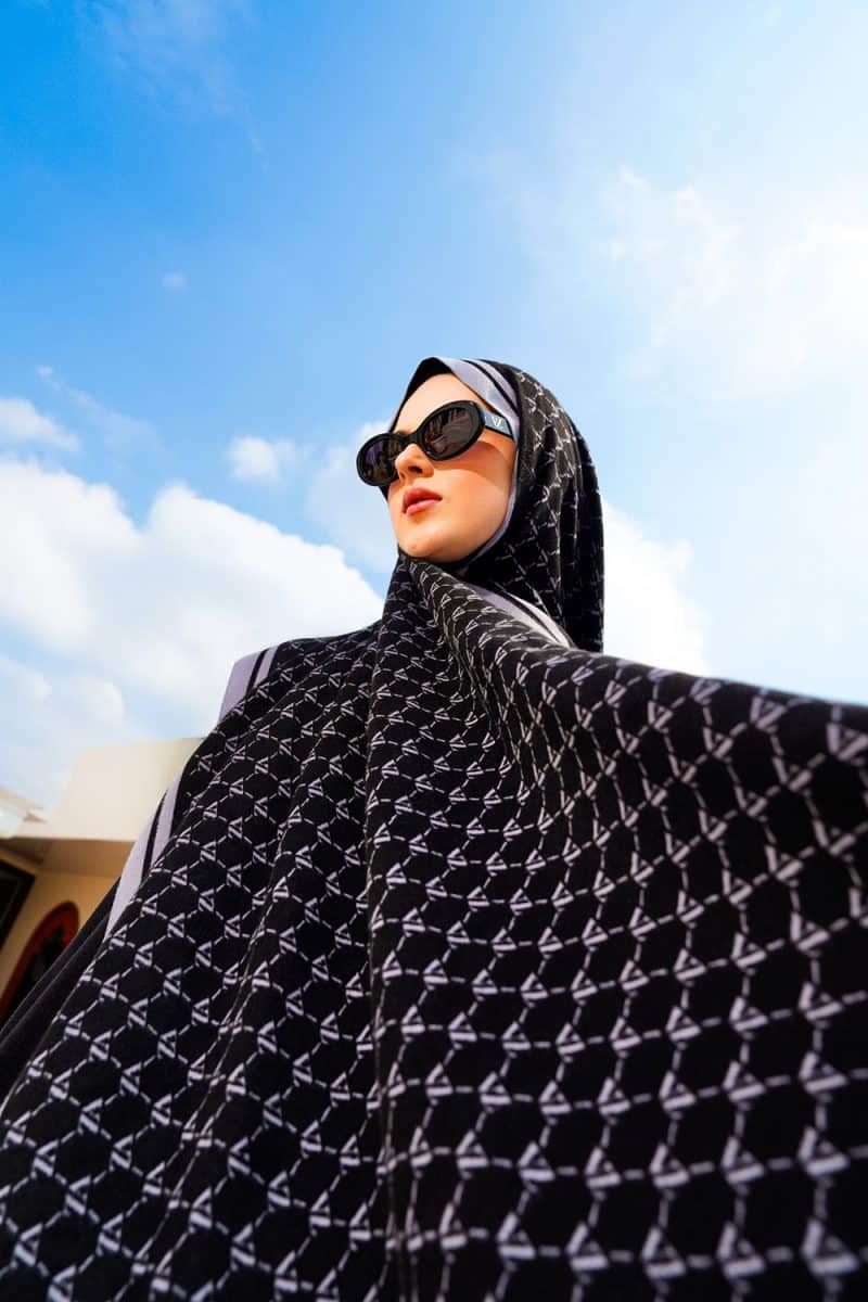 VZ Monogram Long Shawl - Black - Image 3