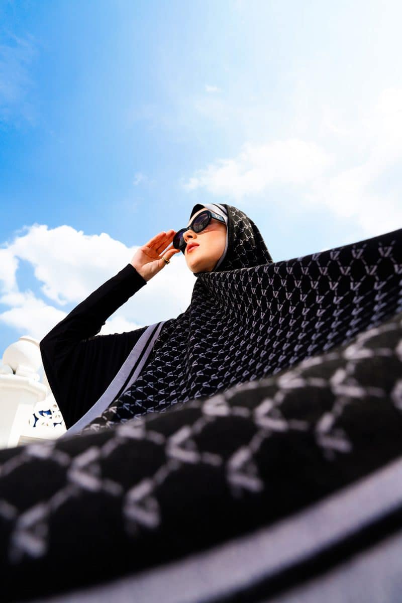 VZ Monogram Long Shawl - Black - Image 6