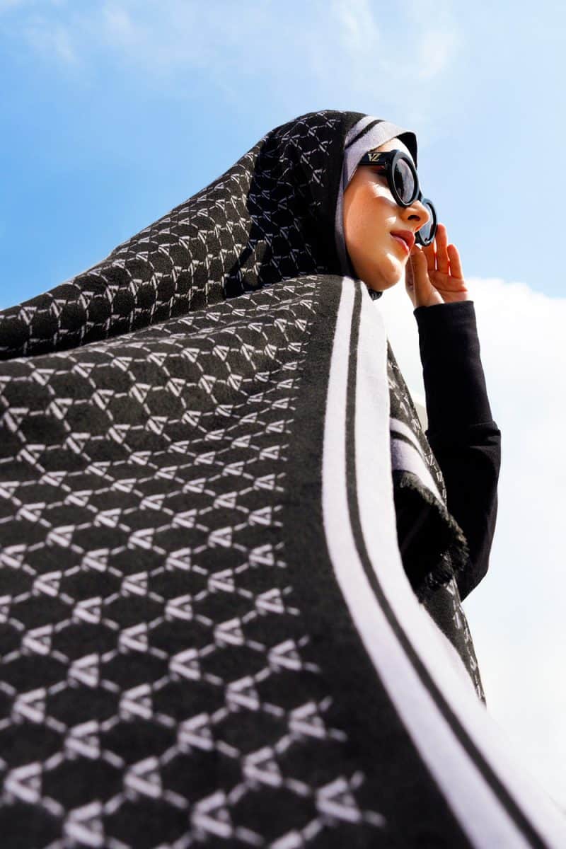 VZ Monogram Long Shawl - Black - Image 5