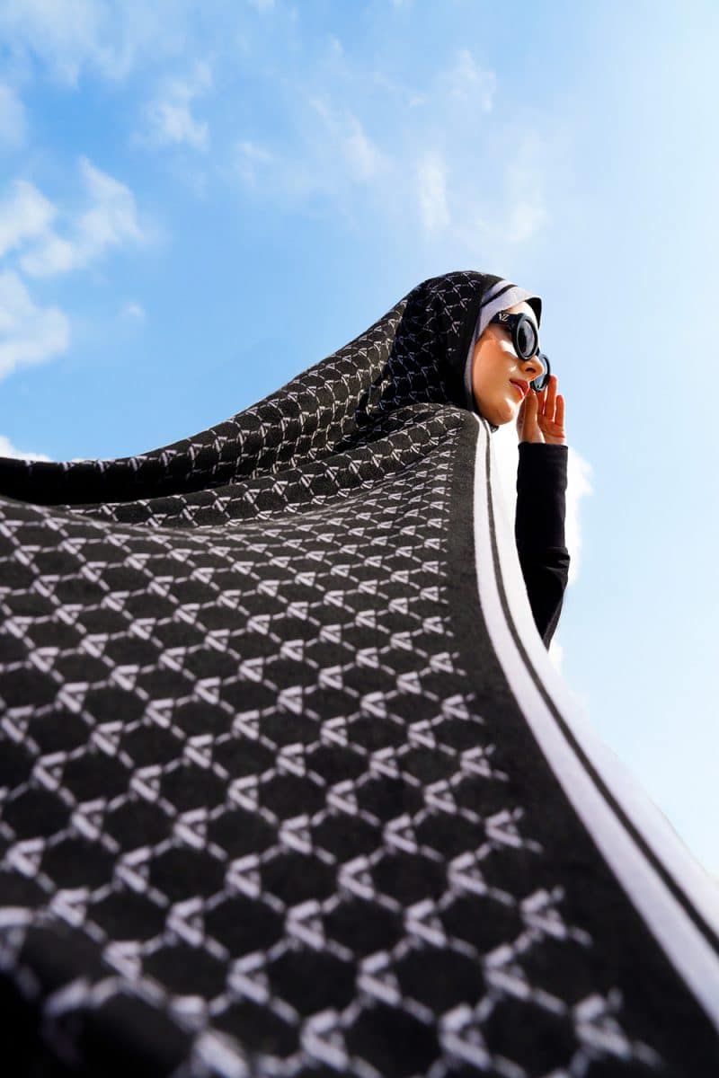 VZ Monogram Long Shawl - Black - Image 4