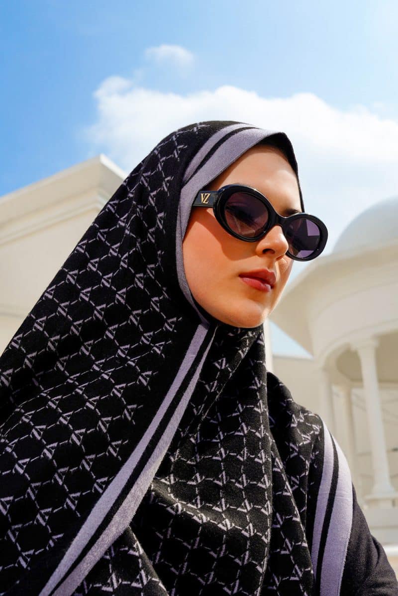 VZ Monogram Long Shawl - Black - Image 2