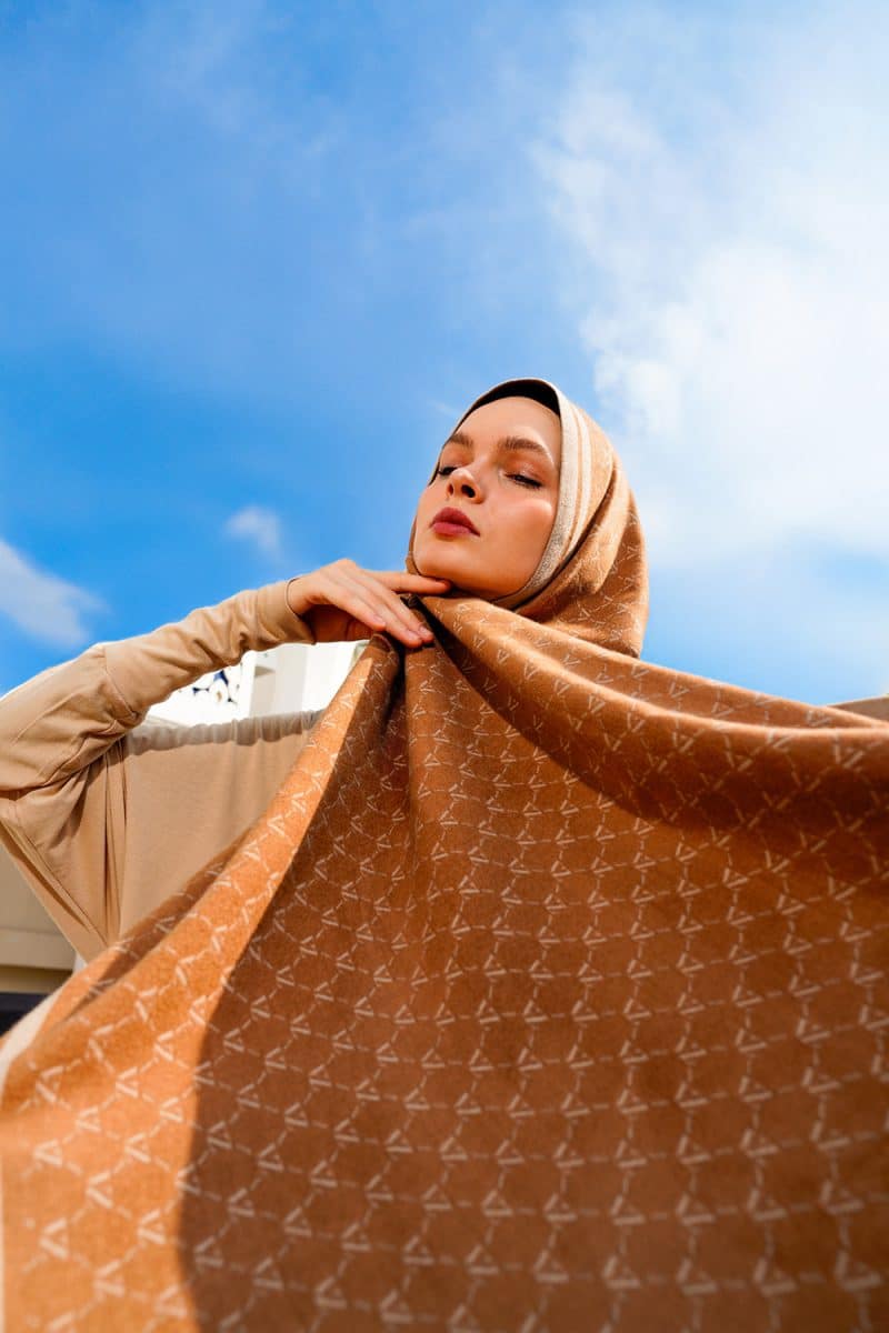 VZ Monogram Long Shawl - Brown - Image 2