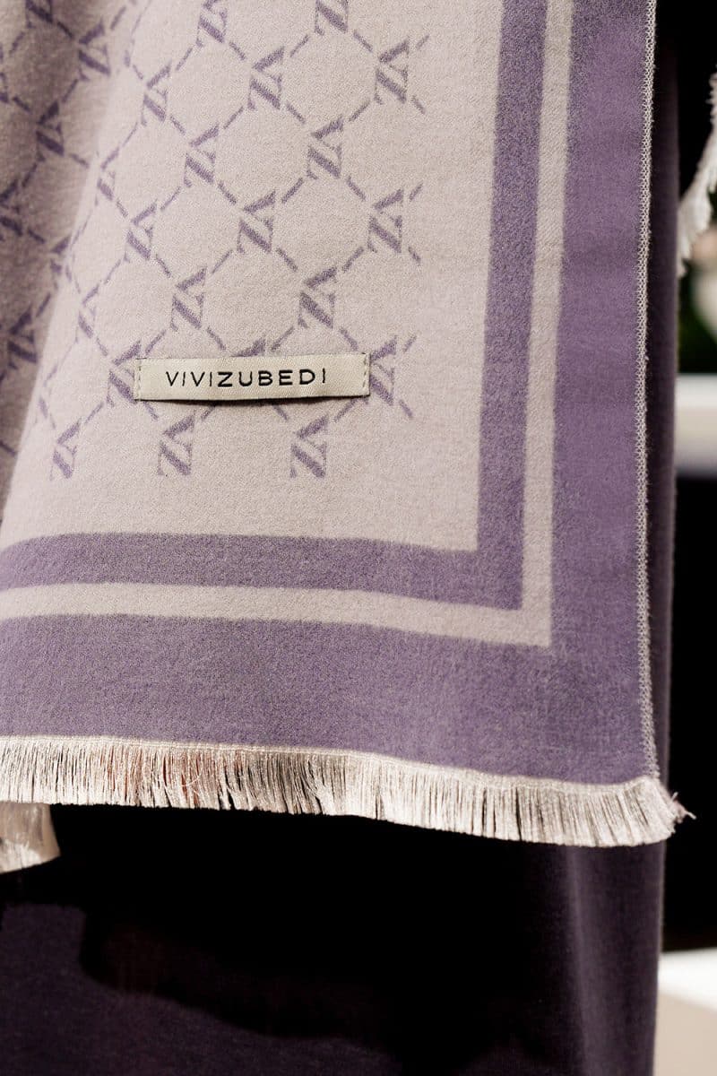 VZ Monogram Long Shawl - Frost Grey - Image 2
