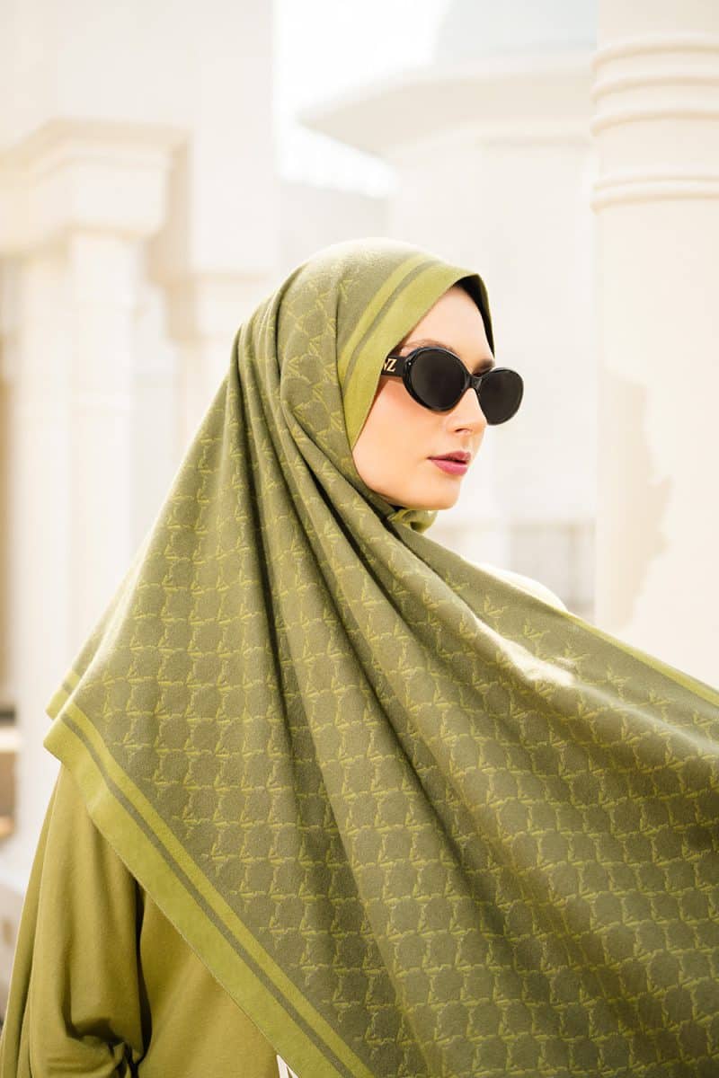 VZ Monogram Long Shawl - Loden Green - Image 5
