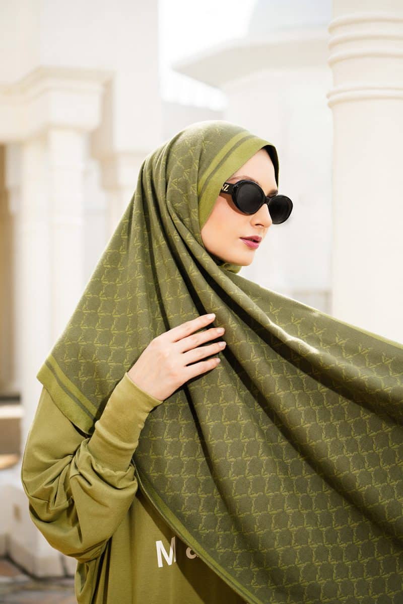 VZ Monogram Long Shawl - Loden Green - Image 4