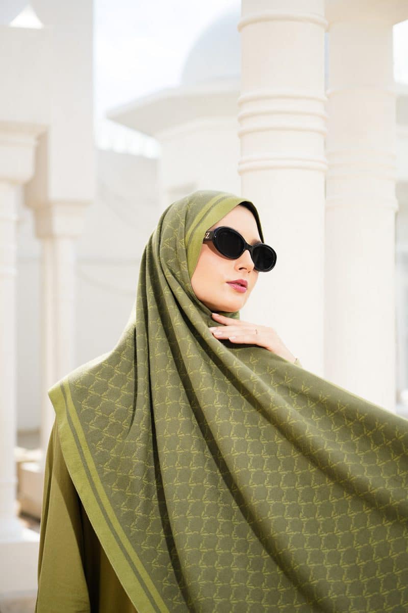 VZ Monogram Long Shawl - Loden Green - Image 3