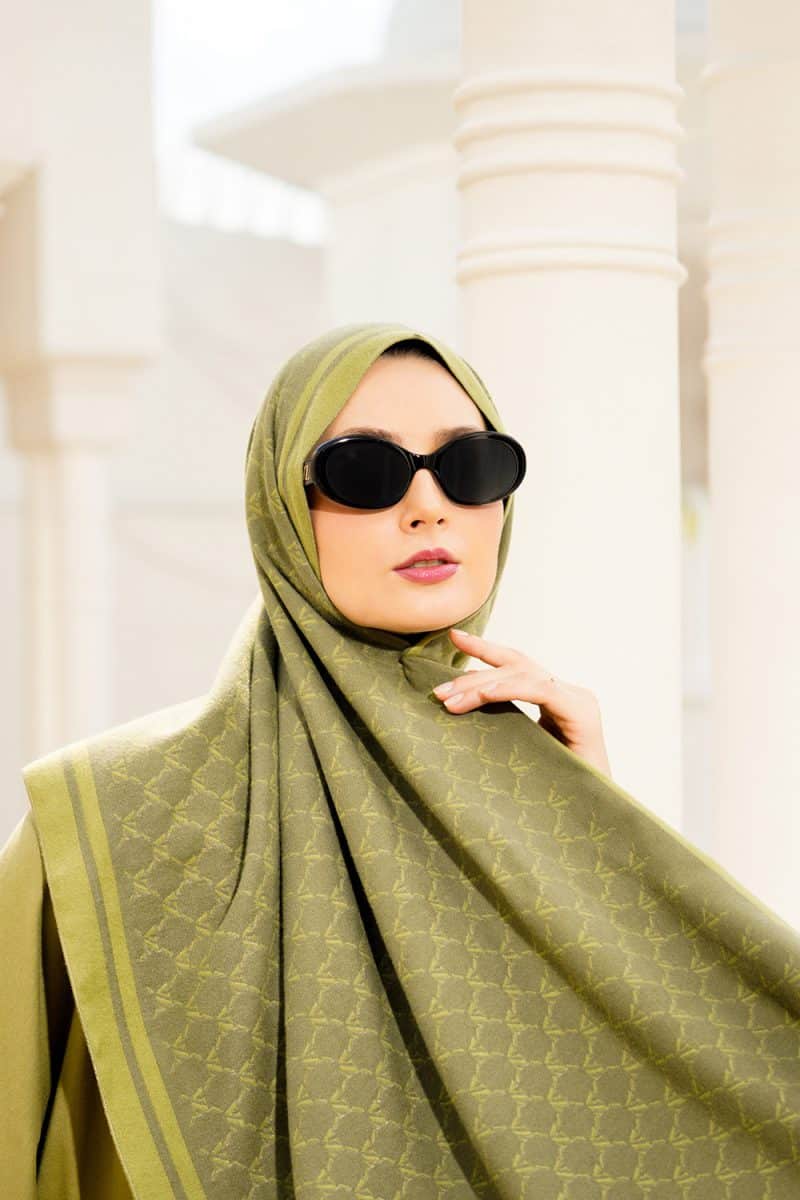 VZ Monogram Long Shawl - Loden Green - Image 4