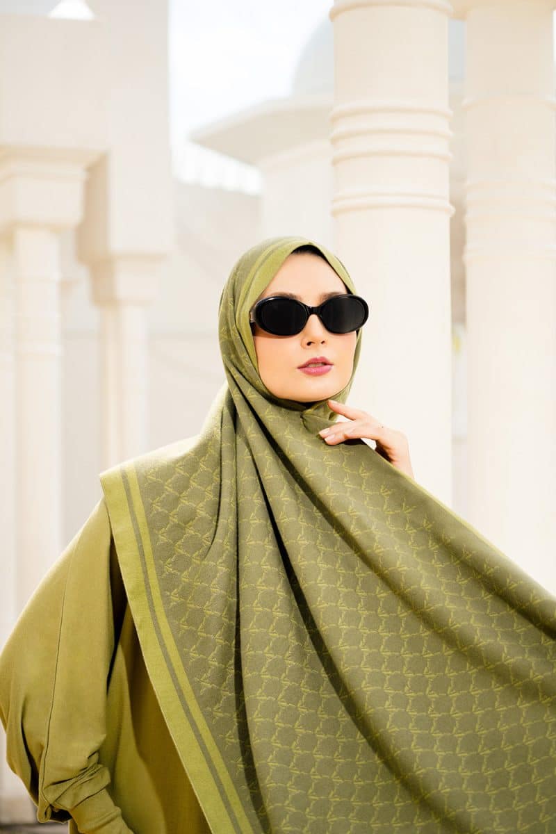 VZ Monogram Long Shawl - Loden Green - Image 2