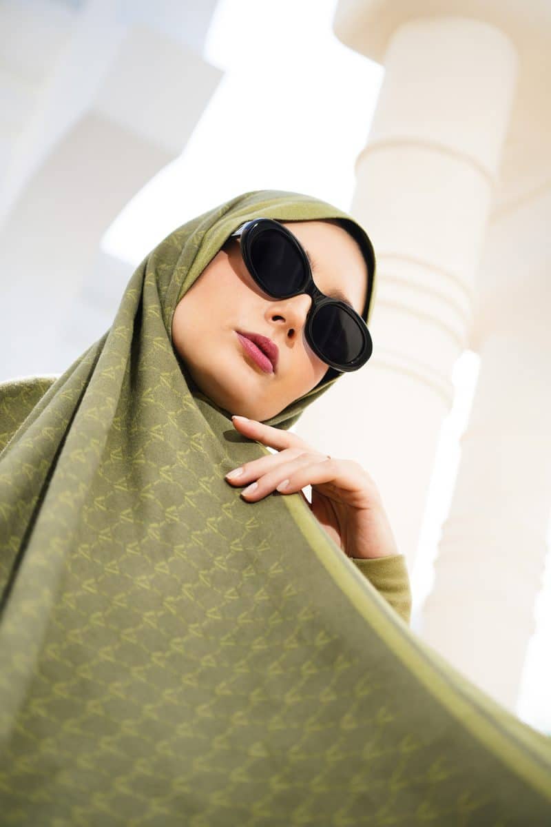 VZ Monogram Long Shawl - Loden Green