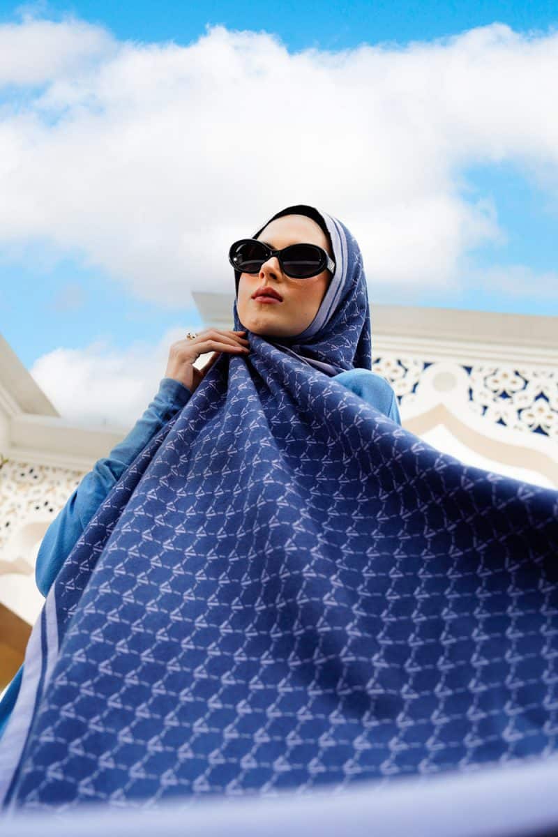 VZ Monogram Long Shawl - Moonlit Ocean - Image 2
