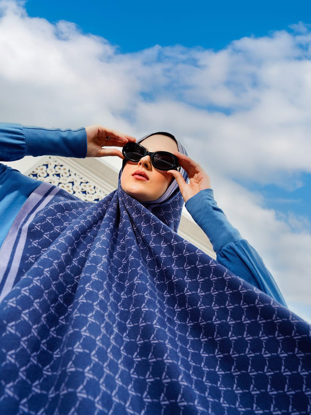 VZ Monogram Long Shawl - Moonlit Ocean