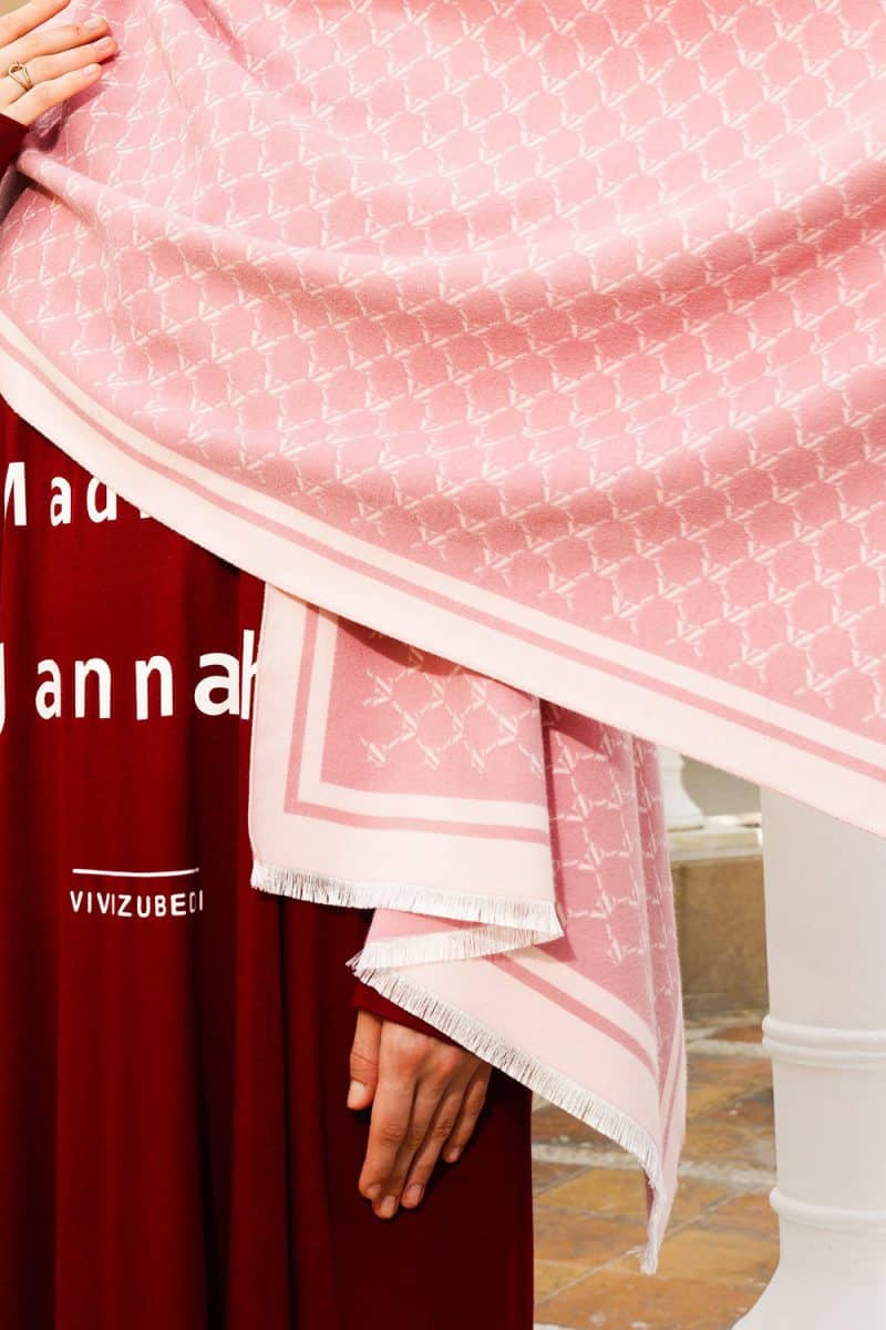 VZ Monogram Long Shawl - Pink Blush - Image 2