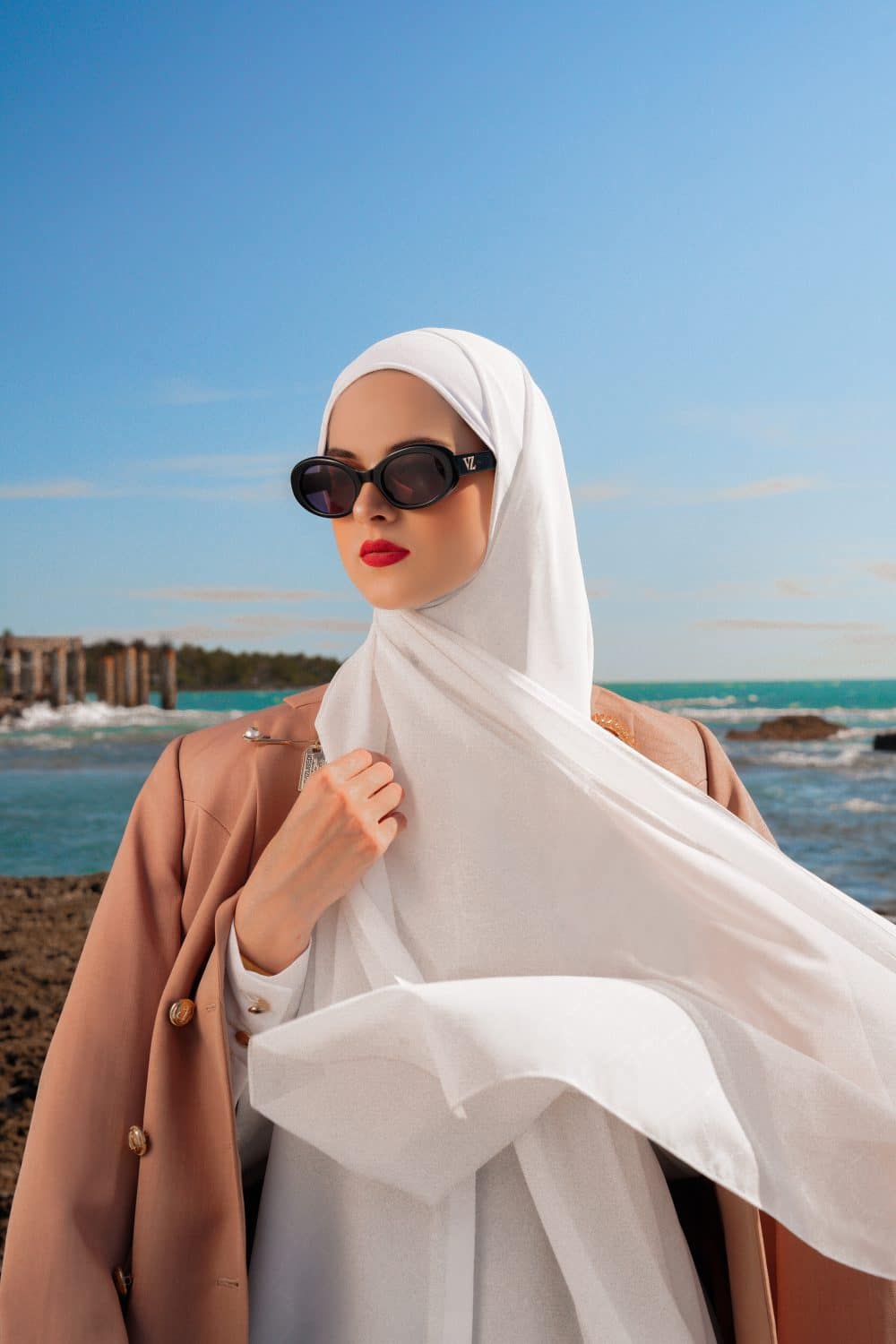 VZ Signature Embossed Pashmina - Broken White