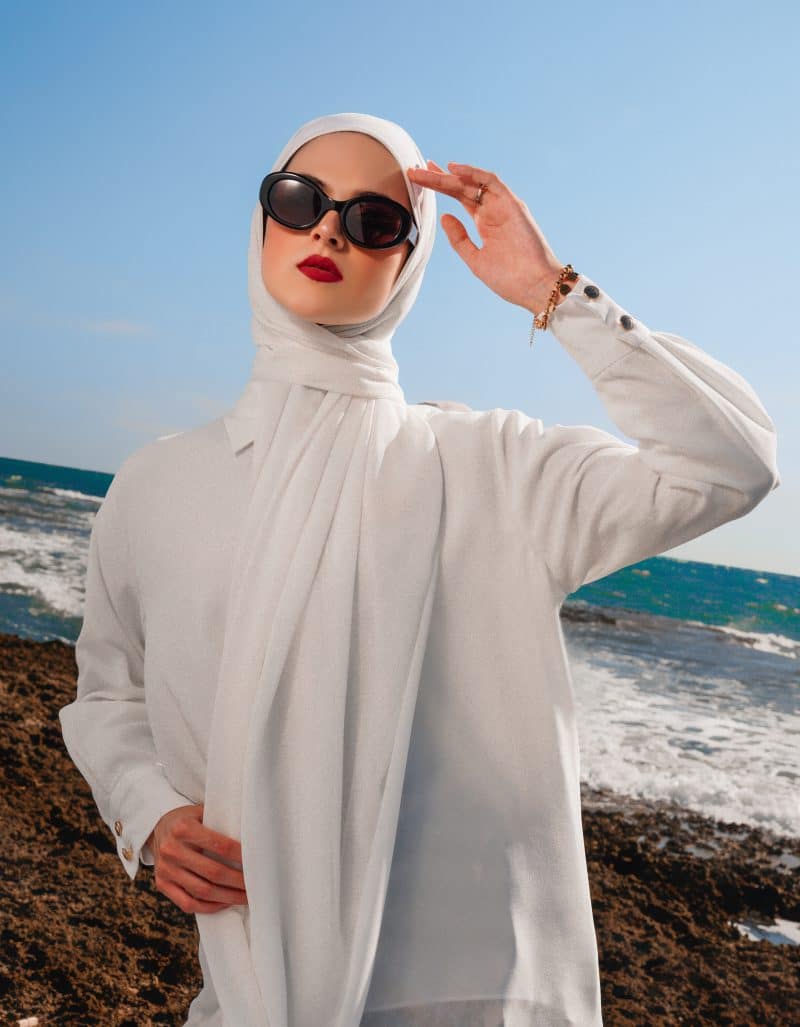 VZ Signature Embossed Pashmina - Broken White - Image 3