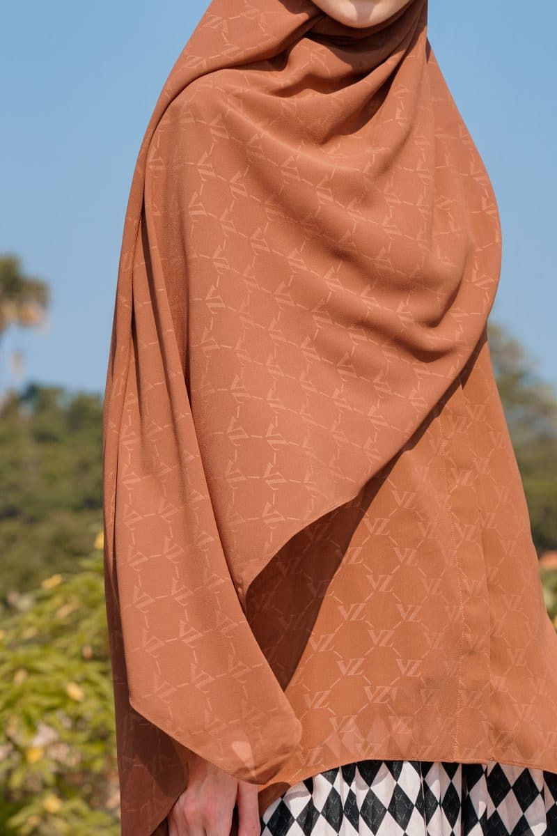 VZ Signature Embossed Pashmina - Choco - Image 5