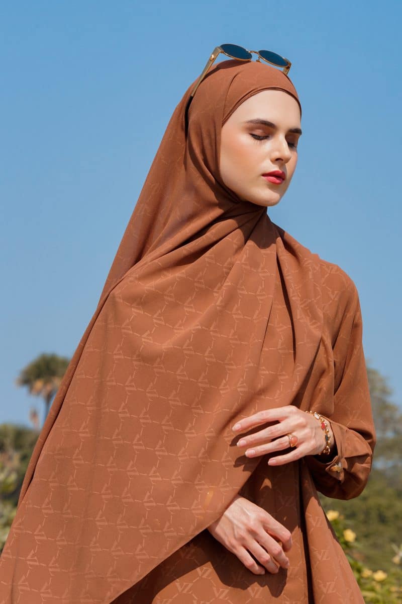 VZ Signature Embossed Pashmina - Choco - Image 6