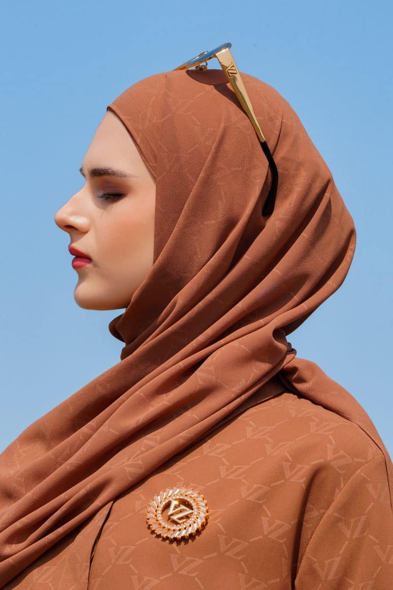 VZ Signature Embossed Pashmina - Choco - Image 2