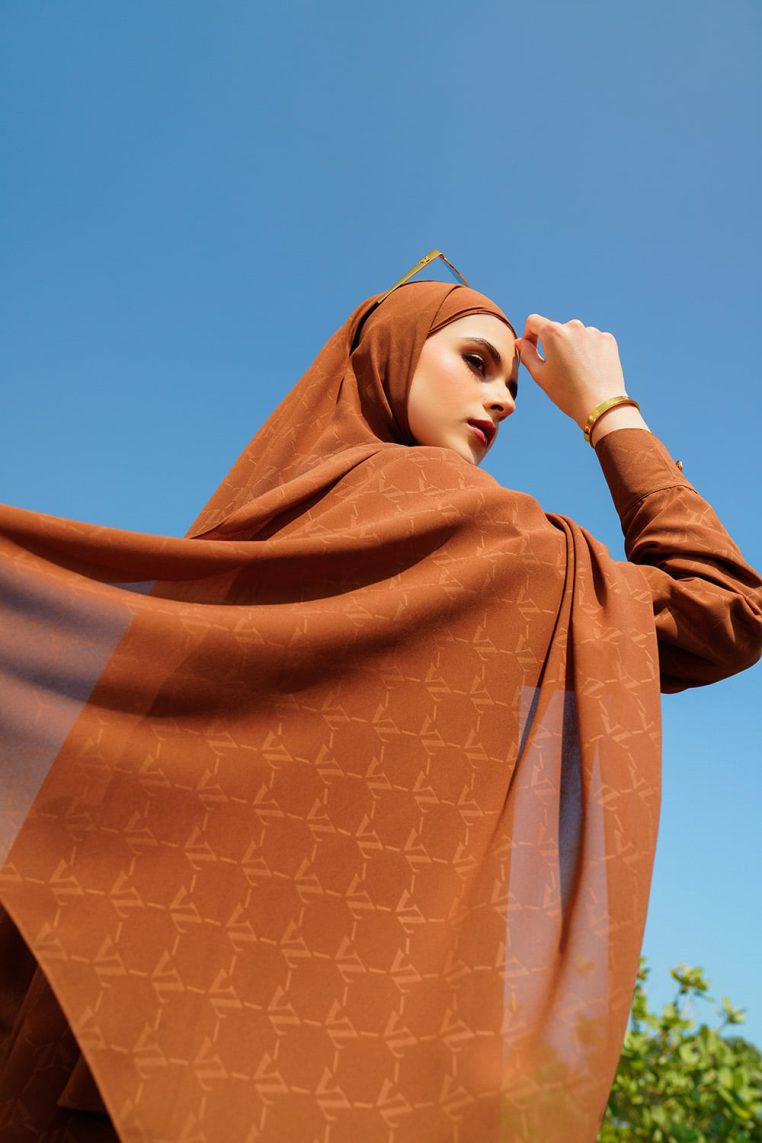 VZ Signature Embossed Pashmina - Choco