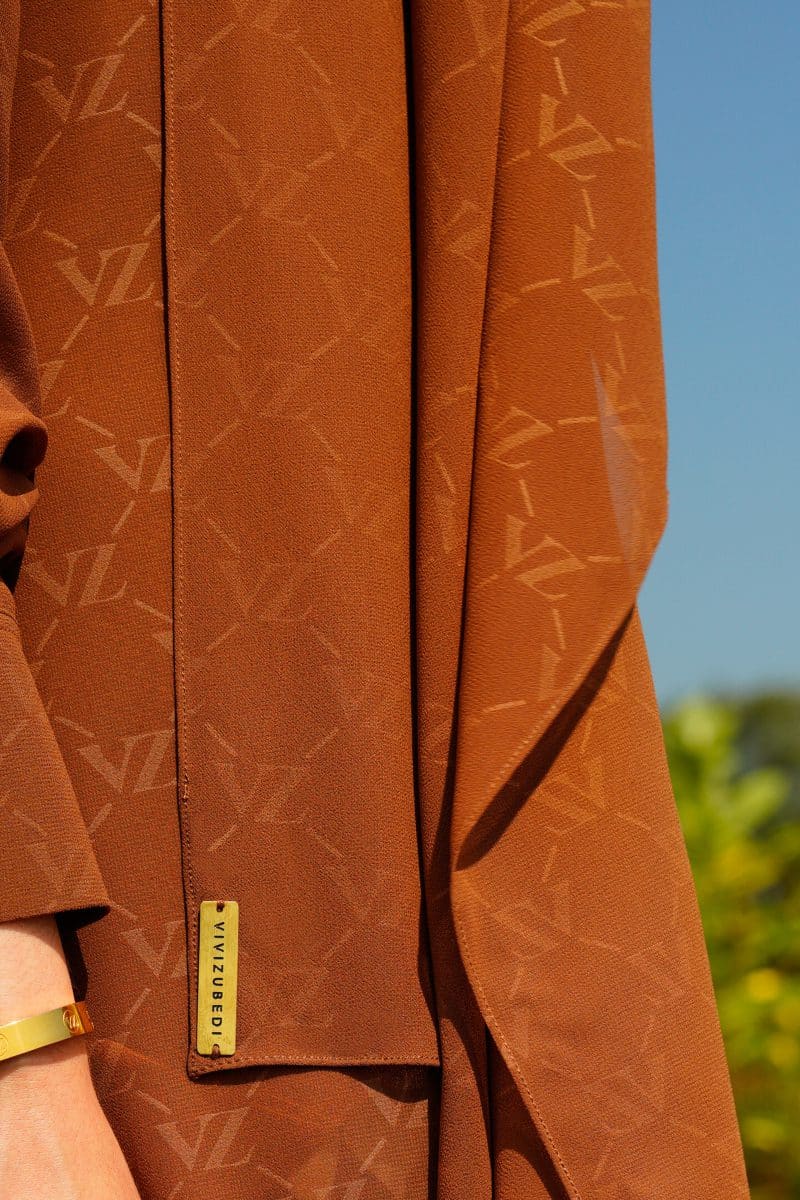 VZ Signature Embossed Pashmina - Choco - Image 3