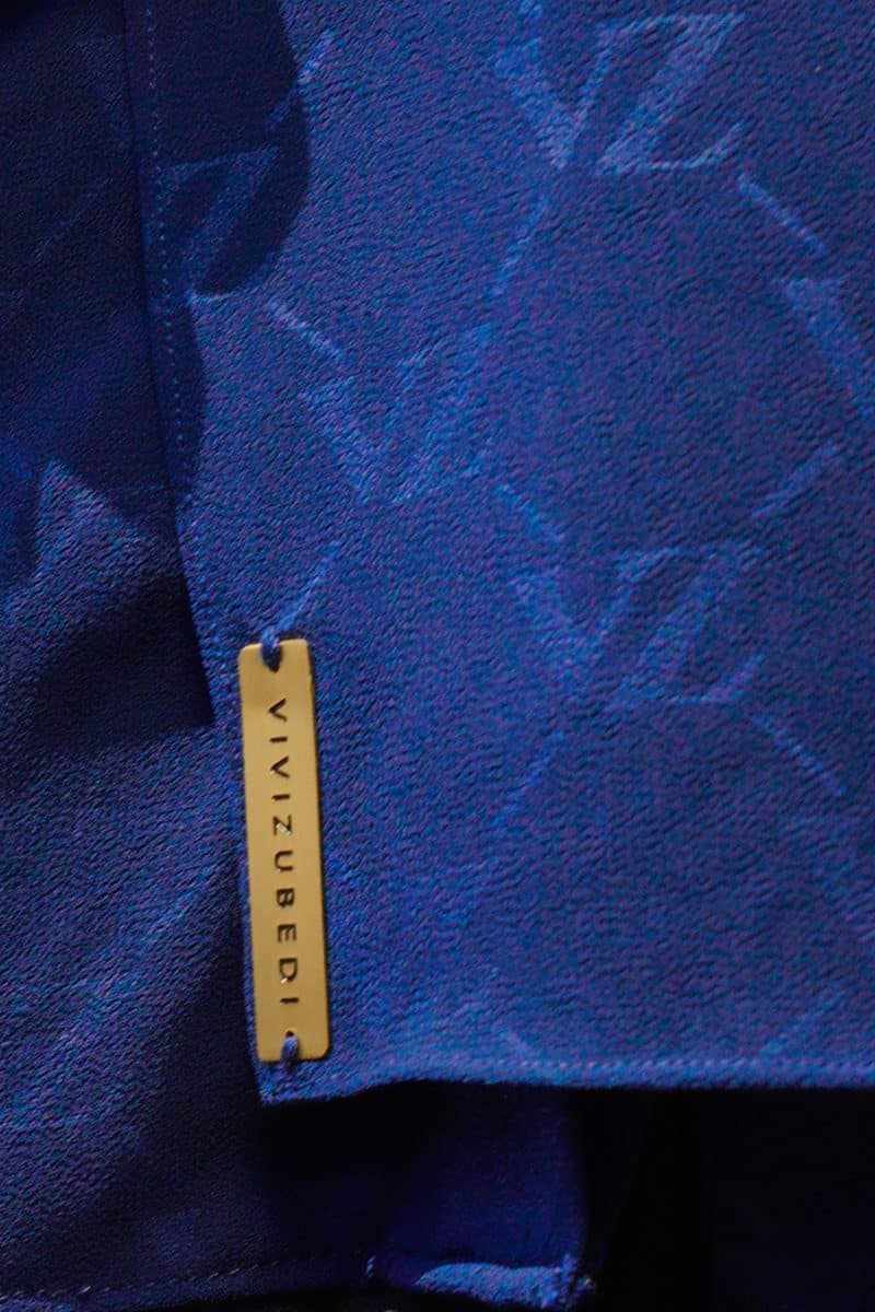 VZ Signature Embossed Pashmina - Navy - Image 5