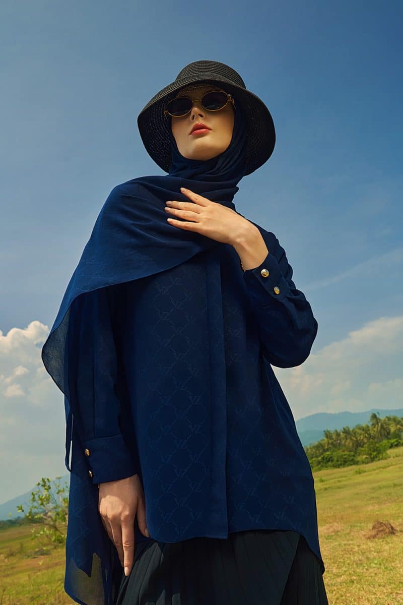 Signature Embossed Top - Navy