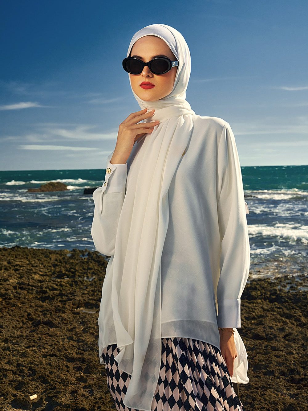 Signature Embossed Top - Broken White