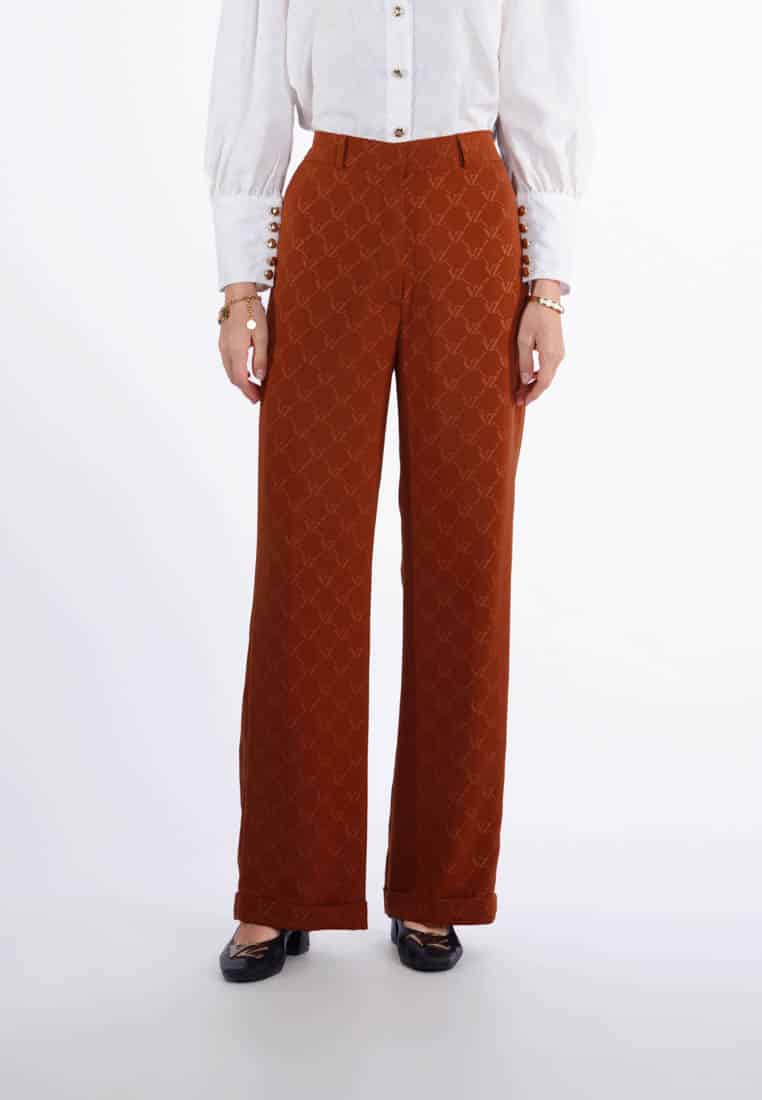 VZ Signature Embossed Pants - Brown