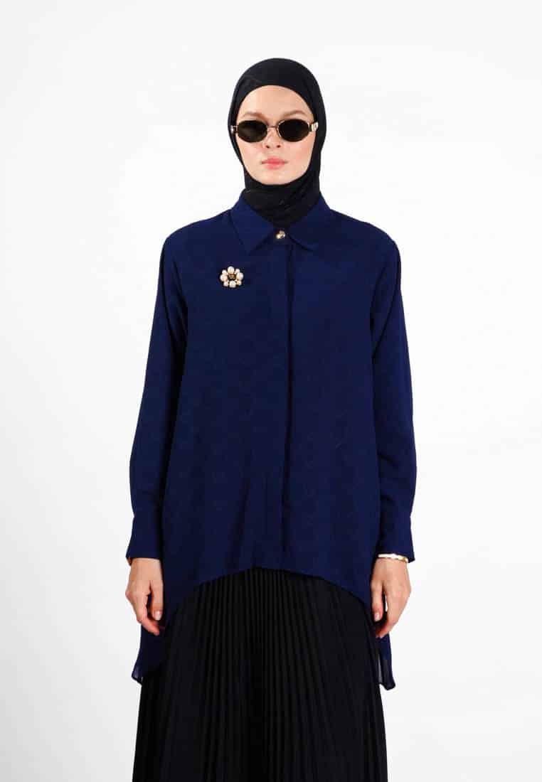 Signature Embossed Top - Navy