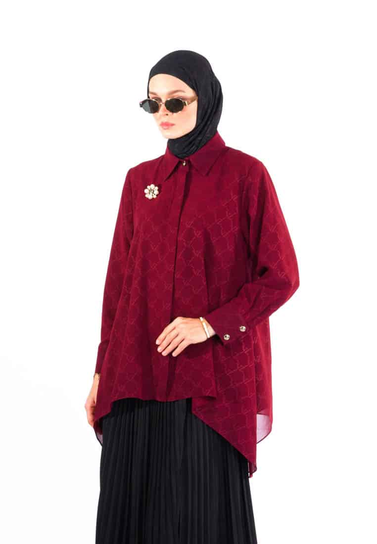 Signature Embossed Top - Burgundy